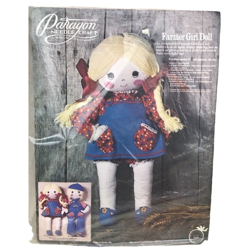 Vtg Paragon Needlecraft #5090 Farmer‎ Girl Doll Kit 1976 Dorothy Pilla New